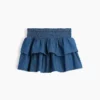 Mini-skort i smockad denim för barn
