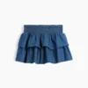 Mini-skort i smockad denim för barn