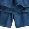 Mini-skort i smockad denim för barn