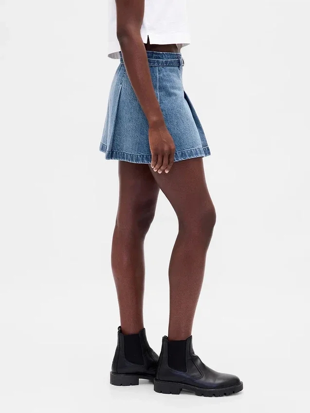 Minikjol i denim med bälte