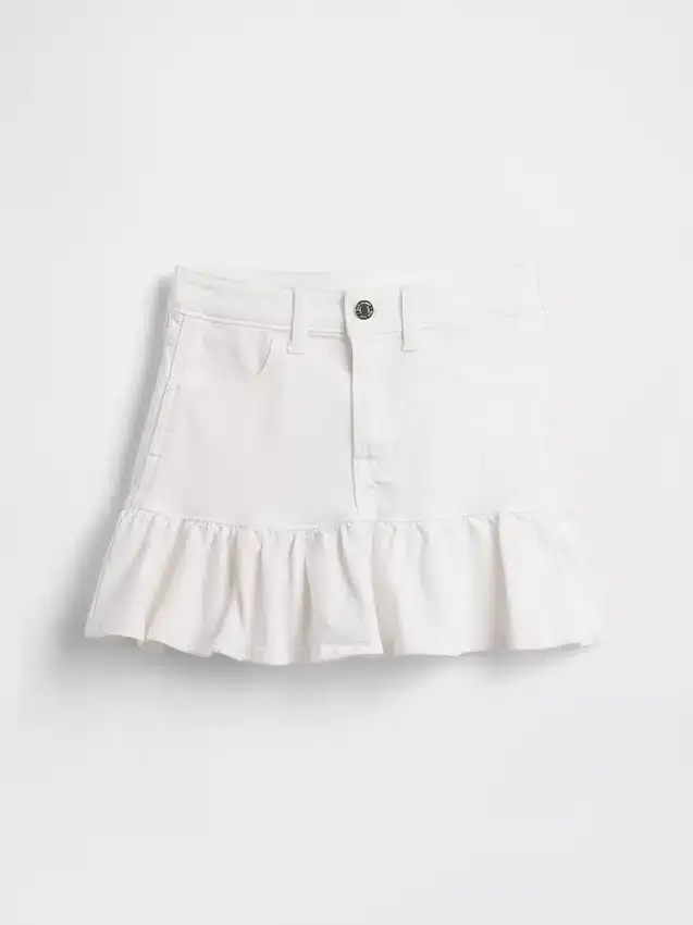Minikjol i denim med volanger för barn