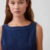 Miniklänning i denim med båthals
