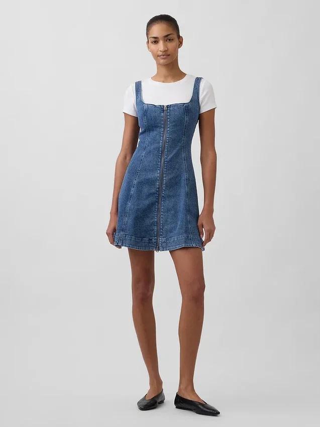 Miniklänning i denim med dragkedja fram