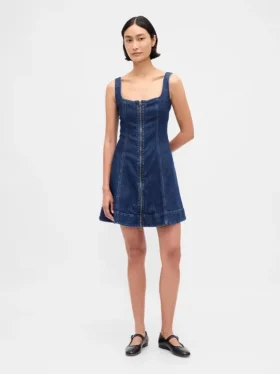 Miniklänning i denim med dragkedja fram