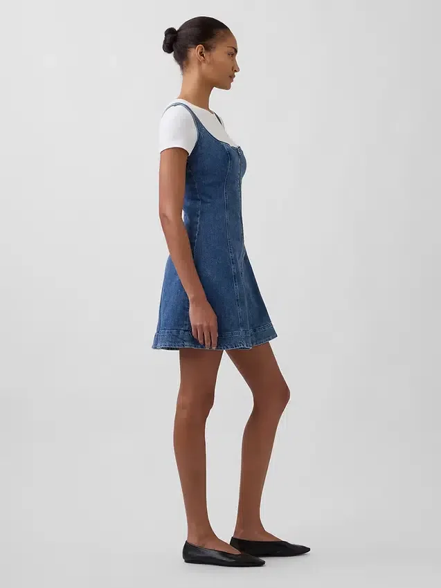 Miniklänning i denim med dragkedja fram