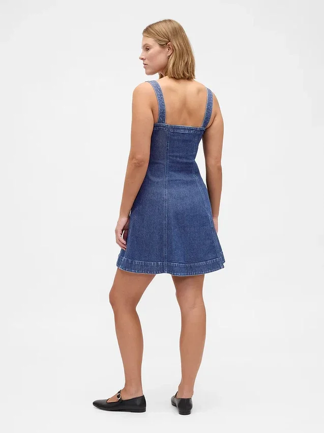 Miniklänning i denim med dragkedja fram