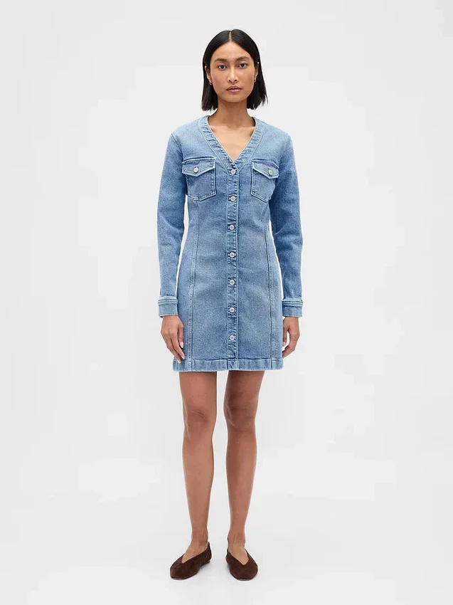 Miniklänning i denim med fickor