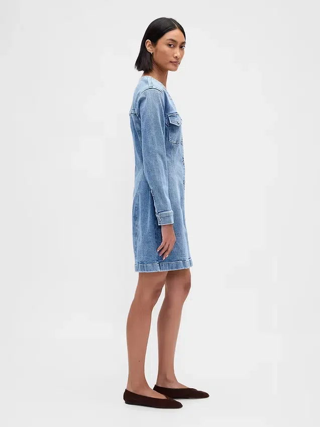 Miniklänning i denim med fickor