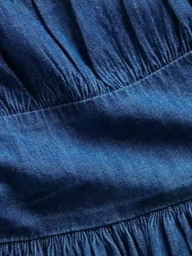 Miniklänning i denim med puffärmar för barn
