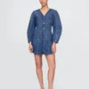 Miniklänning i denim med rörformade ärmar