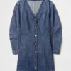Miniklänning i denim med rörformade ärmar