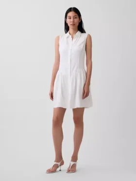 Miniklänning i linneblandning med sänkt midja