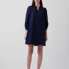 Miniklänning i poplin med Henley-krage