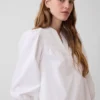 Miniklänning i poplin med Henley-krage