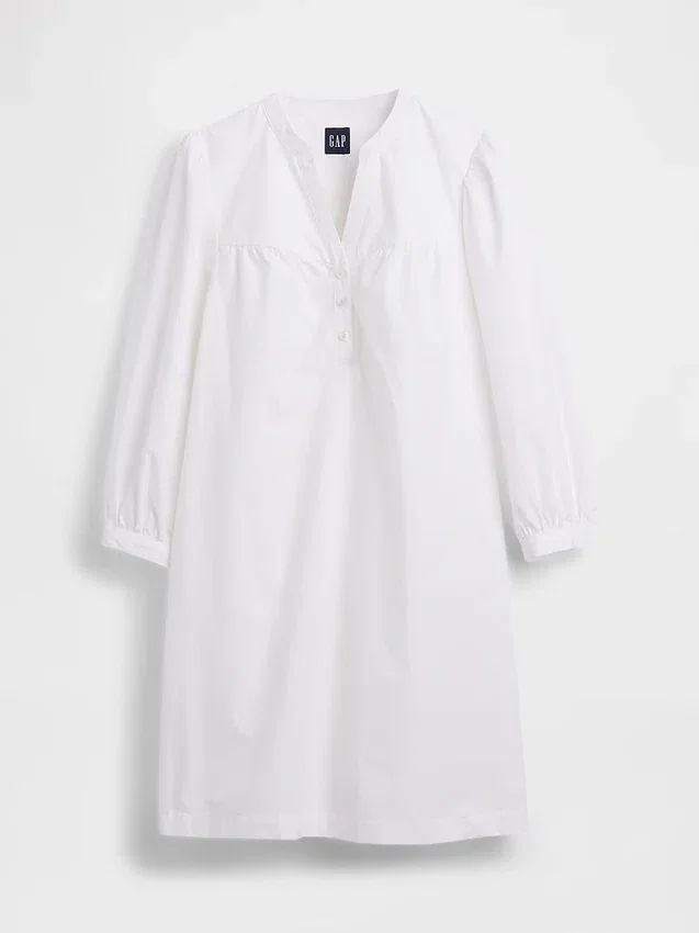 Miniklänning i poplin med Henley-krage