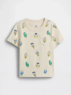 Mix & match-T-shirt med tryck och ficka för Baby & Småbarn