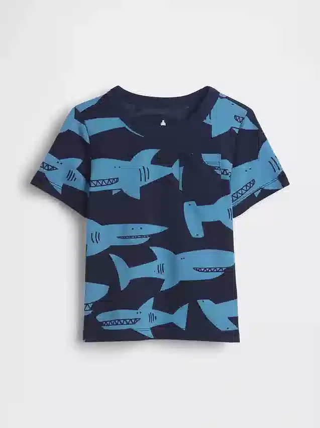 Mix & match-T-shirt med tryck och ficka för Baby & Småbarn