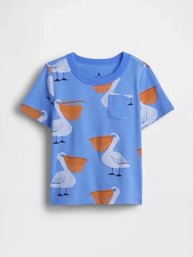 Mix & match-T-shirt med tryck och ficka för Baby & Småbarn