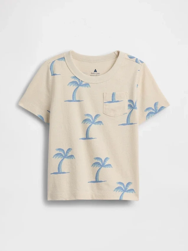 Mix & match-T-shirt med tryck och ficka för Baby & Småbarn