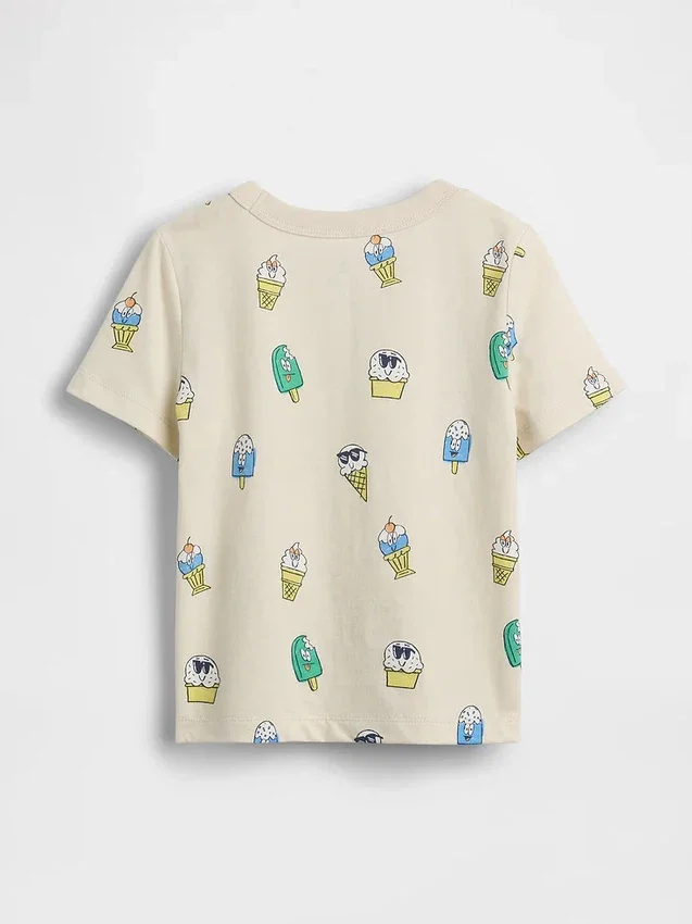 Mix & match-T-shirt med tryck och ficka för Baby & Småbarn