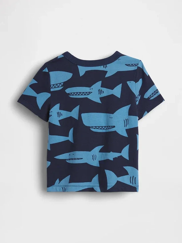 Mix & match-T-shirt med tryck och ficka för Baby & Småbarn