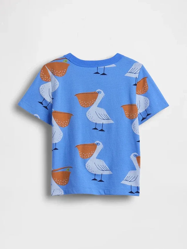 Mix & match-T-shirt med tryck och ficka för Baby & Småbarn