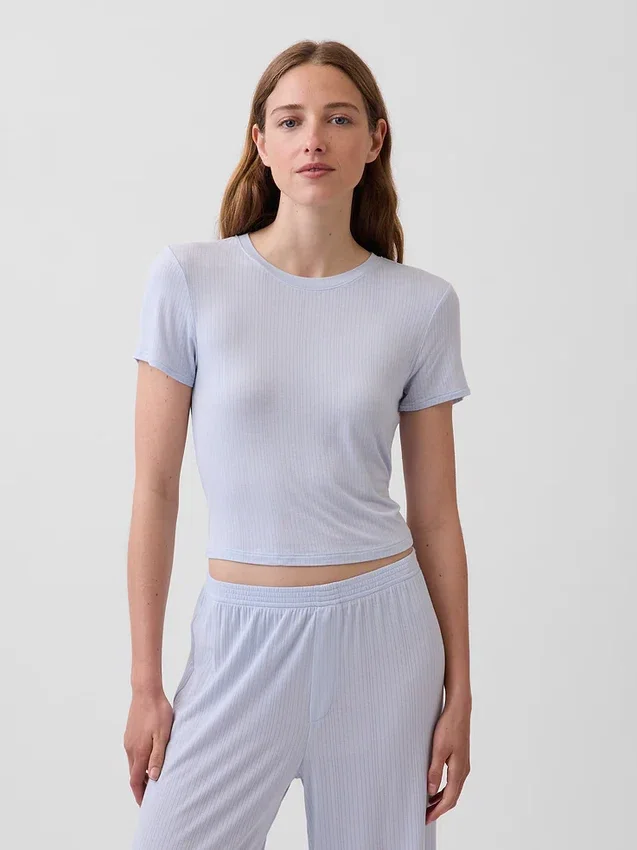 Mjuk pyjamas-T-shirt i modalribb
