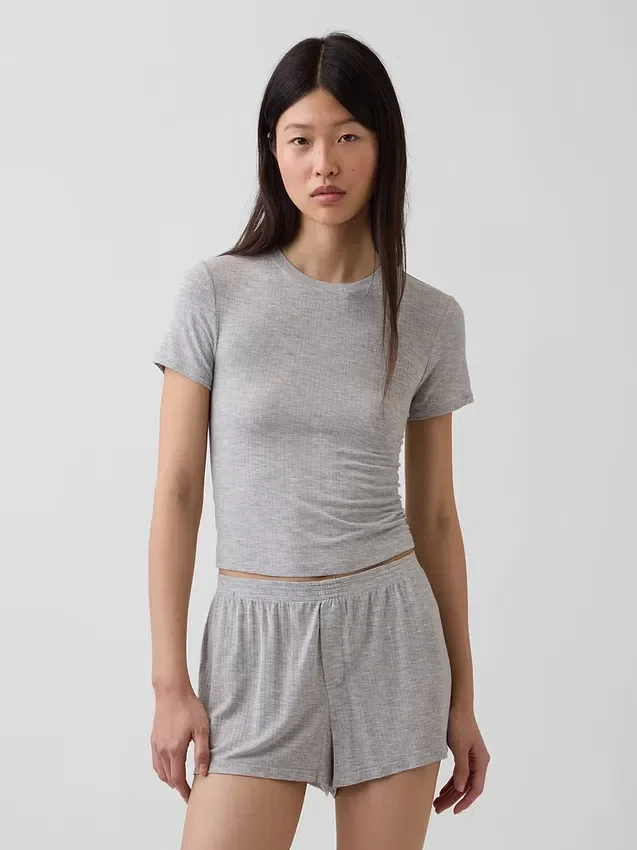 Mjuk pyjamas-T-shirt i modalribb