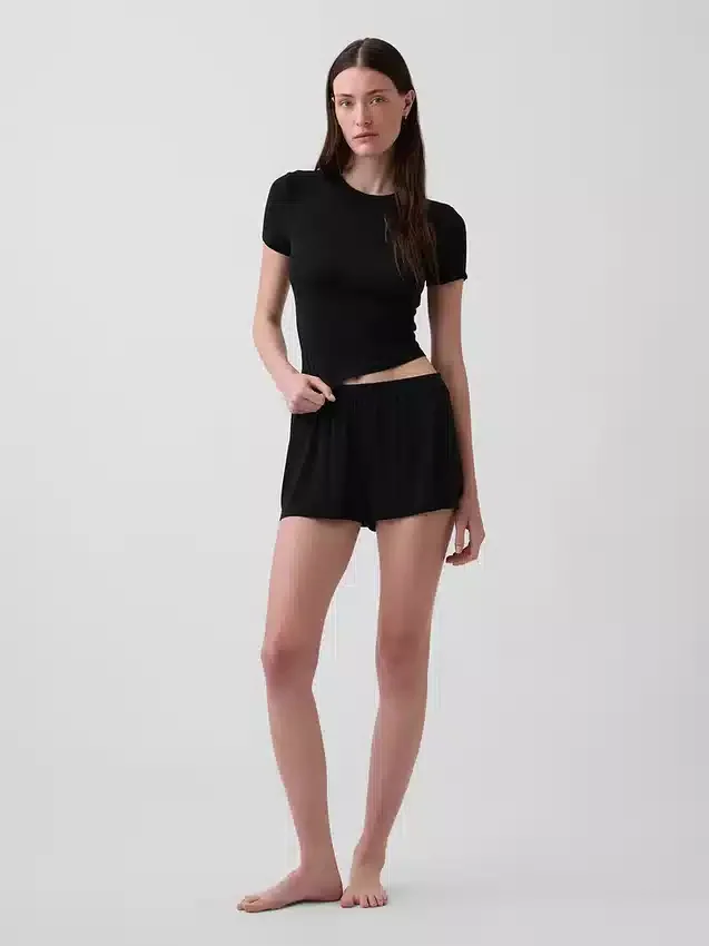 Mjuk pyjamas-T-shirt i modalribb