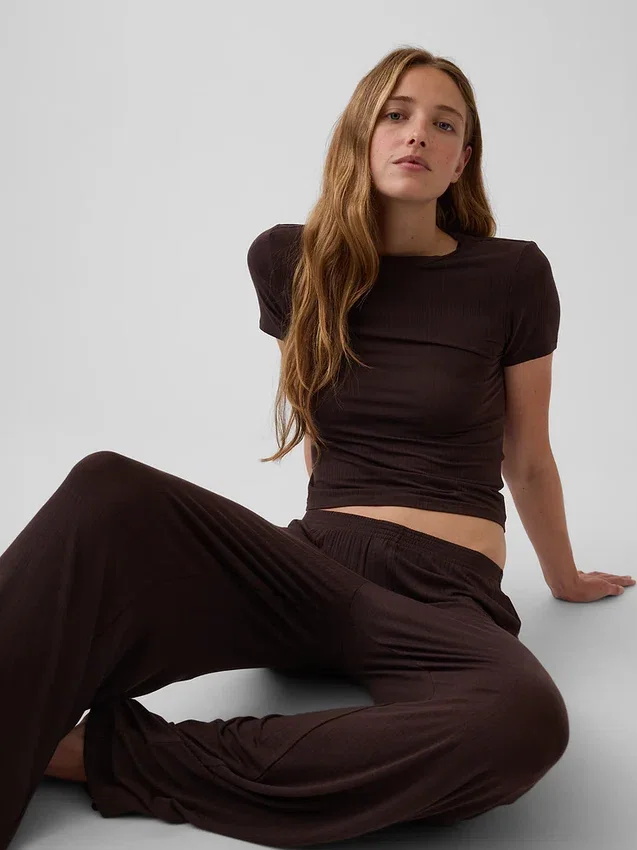 Mjuk pyjamas-T-shirt i modalribb