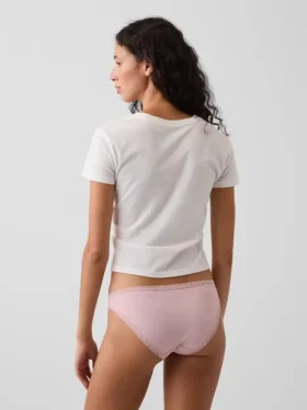 Mjukaste bikinitrosa i ekologisk stretchbomull med spetskant