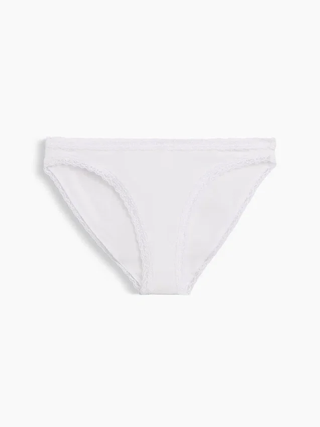 Mjukaste bikinitrosa i ekologisk stretchbomull med spetskant