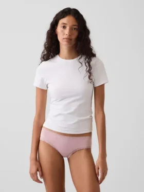 Mjukaste ekologiska stretchbomulls-hipster med spetskant