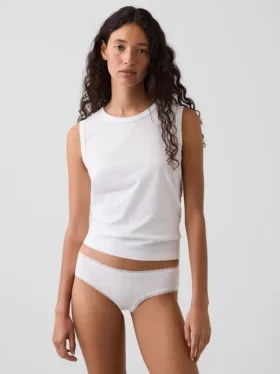 Mjukaste ekologiska stretchbomulls-hipster med spetskant