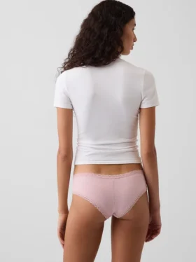 Mjukaste ekologiska stretchbomulls-hipster med spetskant