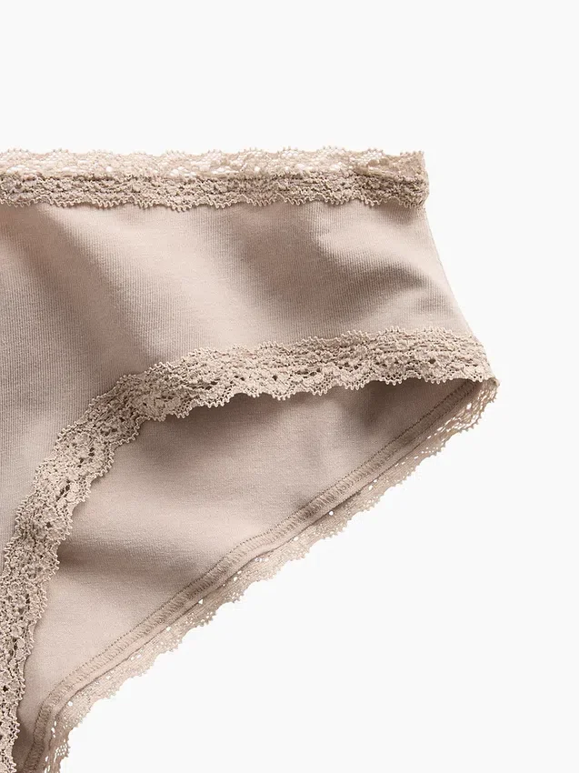 Mjukaste ekologiska stretchbomulls-hipster med spetskant
