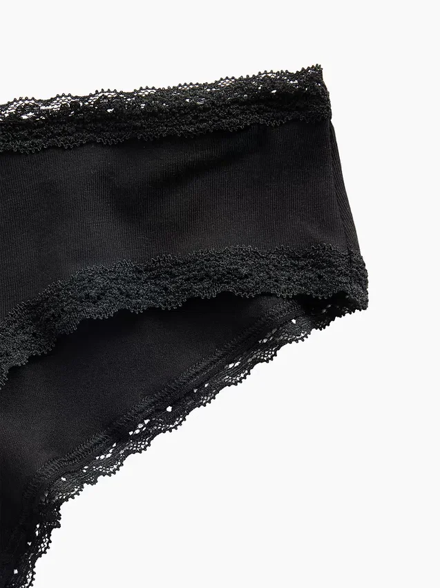 Mjukaste ekologiska stretchbomulls-hipster med spetskant