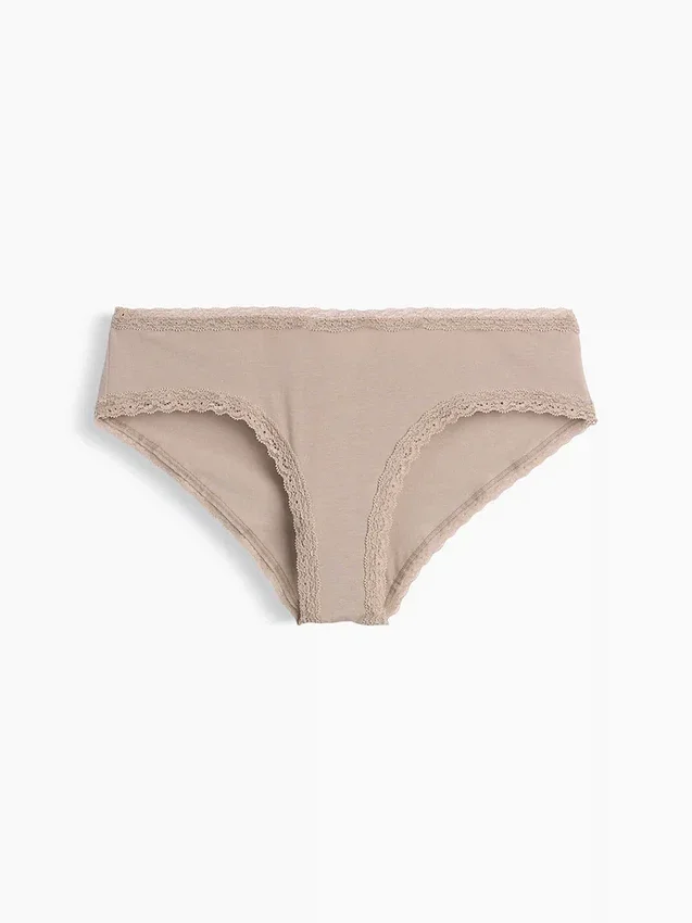 Mjukaste ekologiska stretchbomulls-hipster med spetskant