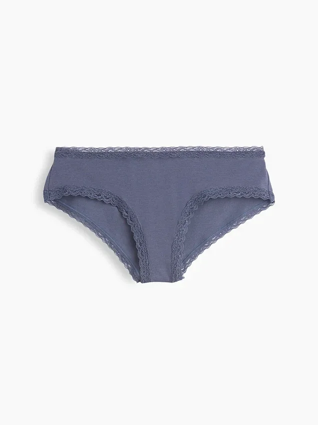 Mjukaste ekologiska stretchbomulls-hipster med spetskant