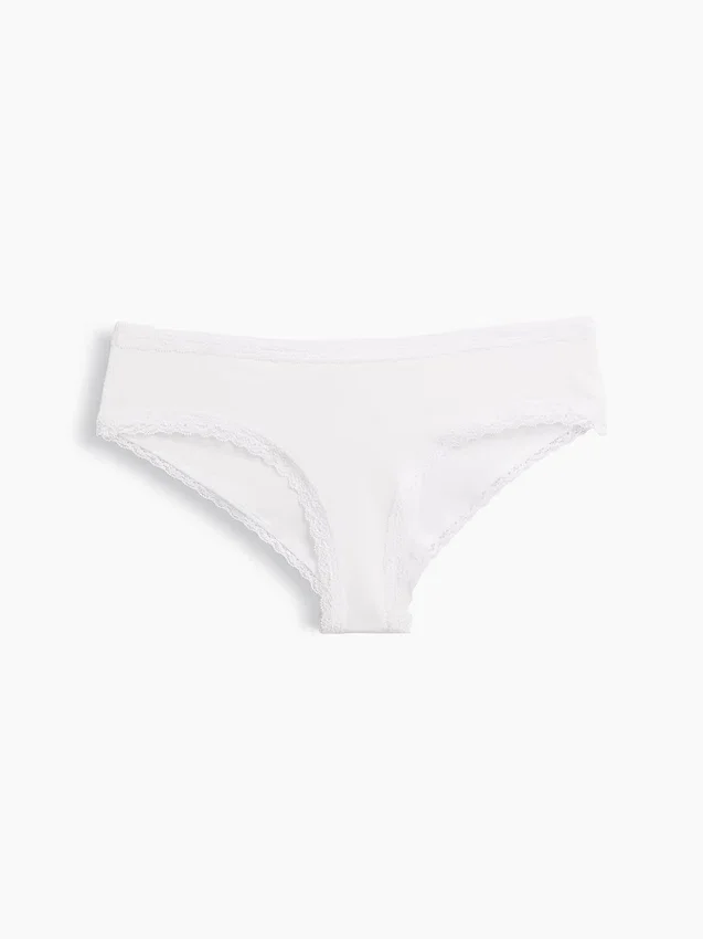 Mjukaste ekologiska stretchbomulls-hipster med spetskant