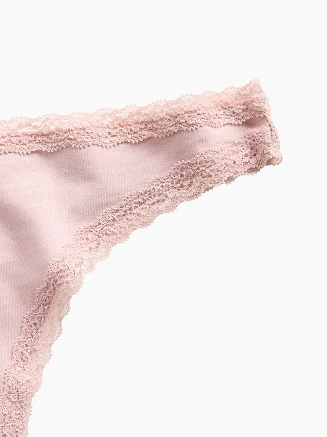 Mjukaste ekologiska stretchbomullstringa med spetskant