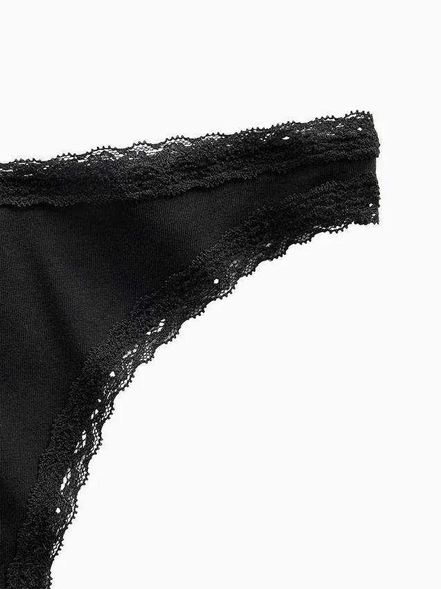 Mjukaste ekologiska stretchbomullstringa med spetskant