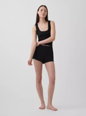 Mjukaste pyjamas-Shorts i modal med spetskant