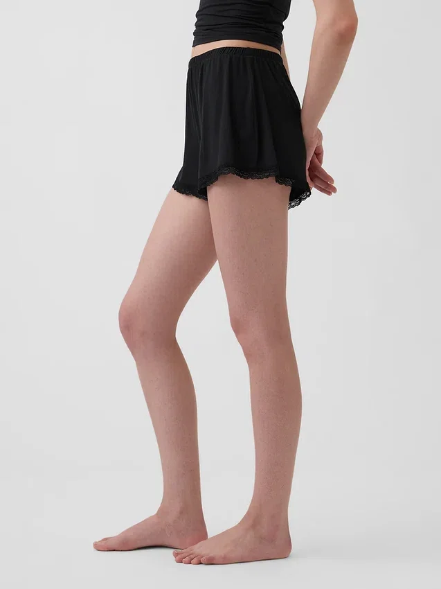Mjukaste pyjamas-Shorts i modal med spetskant