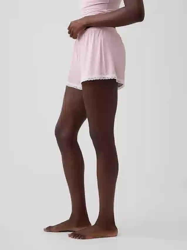 Mjukaste pyjamas-Shorts i modal med spetskant