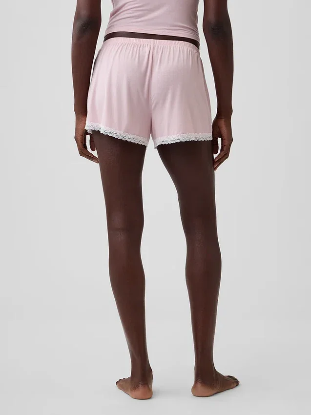 Mjukaste pyjamas-Shorts i modal med spetskant