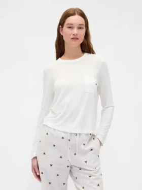 Mjukaste pyjamas-T-shirt i modal med ficka