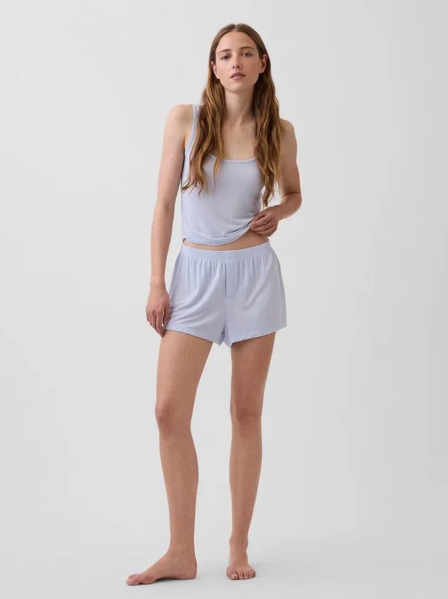 Mjukaste pyjamasshorts i modalribb