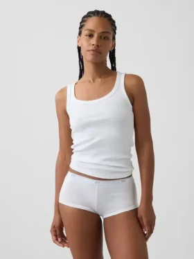 Mjukaste shorty i ekologisk stretchbomull med logotyp