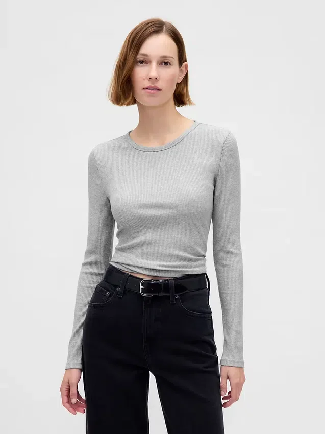 Modern, kompakt ribbad kort T-shirt